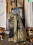 Grey And Black Color Banarasi Silk Fabric Weaving Work Traditional Party Wear Saree
