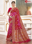 Pink Red Color Viscose Fabric Self Weaving Work Designer Party Wear Saree