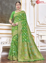 Green Color Viscose Fabric Self Weaving Work Designer Party Wear Saree