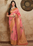 Pink Color Banarasi Silk Fabric Weaving Work Designer Traditional Saree