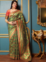 Green Color Banarasi Silk Fabric Weaving Work Designer Party Wear Saree