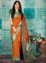 Orange Color Banarasi Silk Fabric Weaving Work Designer Party Wear Saree