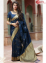 Blue Color Silk Fabric Weaving Work Designer Traditional Party Wear Saree