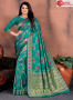 Divine Blue Color Silk Fabric Weaving Work Designer Party Wear Saree