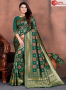 Awesome Green Color Silk Fabric Weaving Work Designer Party Wear Saree