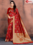 Eye Catchy Red Color Silk Fabric Weaving Work Designer Party Wear Saree