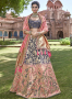 Grey And Pink Color Banarasi Silk Fabric Weaving Embroidered Work Designer Traditional Lehenga Choli