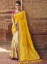 Yellow Color Banarasi Silk Fabric Weaving Embroidered Work Designer Traditional Party Wear Saree