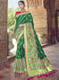 Green Color Silk Fabric Weaving Embroidered Work Designer Traditional Party Wear Saree