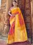 Mustard Color Silk Fabric Weaving Embroidered Work Designer Traditional Party Wear Saree