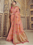 Peach Color Art Silk Fabric Weaving Embroidered Work Designer Traditional Party Wear Saree