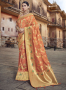 Orange Color Silk Fabric Weaving Work Designer Wedding Wear Saree