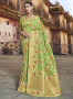 Green Color Silk Fabric Weaving Work Designer Wedding Wear Saree