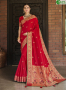 Red Color Silk Fabric Weaving Work Designer Party Wear Saree