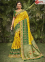 Green With Yellow Color Jacquard Silk Designer Wedding Party Wear Saree
