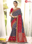 Blue With Red Color Jacquard Silk Designer Wedding Party Wear Saree
