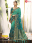 Green Color Jacquard Silk Fabric Resham Embroidered Work Saree