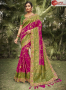 Magenta And Green Color Jacquard Silk Designer Wedding Party Wear Saree