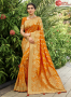 Orange Color Silk Fabric Weaving Work Designer Party Wear Saree