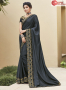 Grey Color Silk Fabric Embroidered Lace Work Designer Party Wear Saree