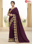 Purple Color Silk Fabric Embroidered Lace Work Designer Party Wear Saree