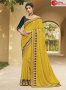 Yellow Color Silk Fabric Embroidered Lace Work Designer Party Wear Saree