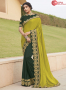 Green With Lime Color Silk Fabric Embroidered Lace Work Designer Party Wear Saree