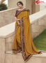 Mustard Color Silk Fabric Embroidered Lace Work Designer Party Wear Saree