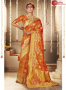 Orange Color Banarasi Silk Fabric Weaving Work Designer Traditional Party Wear Saree