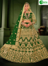 Green Color Velvet Fabric Embroidered Resham Diamond Work Designer Lehenga Choli