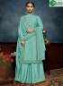 Blue Color Chinon Fabric Embroidered Sequance Hand Work Designer Palazzo Suit