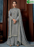 Grey Color Chinon Fabric Embroidered Sequance Hand Work Designer Palazzo Suit