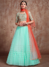 Turquoise Color Net Fabric Sequins Zari Work Designer Party Wear Lehenga Choli