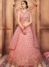 Peach Color Georgette Fabric Resham Embroidered Work Designer Wedding Wear Lehenga Choli