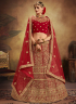 Stunning Red Color Pure Velvet Fabric Embroidered Work Designer Bridal Wear Lehenga Choli