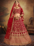 Awesome Red Color Pure Velvet Fabric Embroidered Work Designer Bridal Wear Lehenga Choli