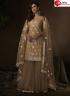 Brown Color Net Fabric Embroidered Sequence Work Designer Party Wear Garara Suit