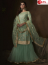 Green Color Net Fabric Embroidered Sequence Work Designer Party Wear Garara Suit