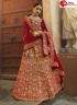 Wonderful Red Color Velvet Fabric Embroidered Resham Zari Work Designer Bridal Wear Lehenga Choli