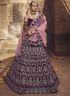 Wine Color Velvet Fabric Resham Embroidered Work Designer Bridal Wear Lehenga Choli