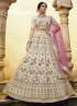 Off White Color Georgette Fabric Resham Embroidered Work Designer Bridal Wear Lehenga Choli