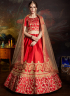 Red Color Satin Silk Fabric Resham Embroidered Work Designer Wedding Wear Lehenga Choli