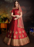 Red Color Satin Silk Fabric Resham Embroidered Work Designer Wedding Wear Lehenga Choli