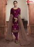 Purple Color Georgette Fabric Embroidered Resham Work Designer Party Straight Suit