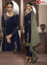 Blue Color Georgette Fabric Embroidered Resham Work Designer Party Straight Suit