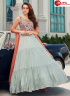 Grey Color Georgette Fabric Digital Print With Hand Work Designer Party Wear Gown