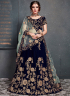 Blue Color Velvet Fabric Zari Embroidered Stone Work Designer Wedding Wear Lehenga Choli