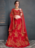Red Color Silk Fabric Zari Embroidered Stone Work Designer Wedding Wear Lehenga Choli