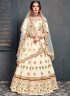 Cream Color Silk Fabric Zari Embroidered Stone Work Designer Wedding Wear Lehenga Choli