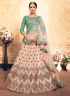 Peach Color Satin Fabric Embroidered Resham Stone Work Designer Lehenga Choli